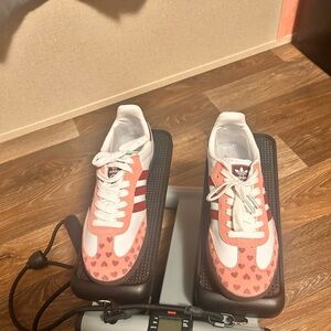 Adidas Pink and White Heart Sneakers